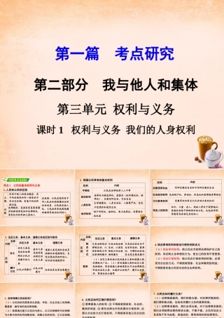中考政治 第一篇 考点研究 第二部分 我与他人和集体 第三单元 课时1 权利与义务 我们的人身权利课件