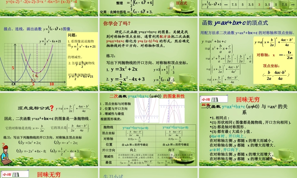 九年级数学上册 2214 二次函数 yax2bxc的图象课件 (新版)新人教版 课件