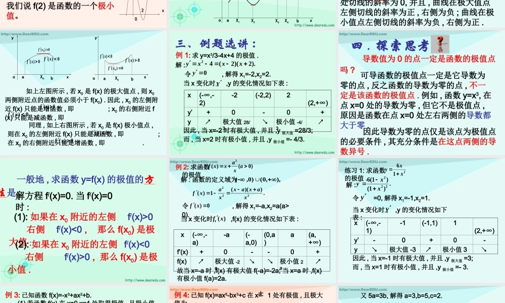函数的极值与导数 高二数学导数及应用课件包 人教版 高二数学导数及应用课件包 人教版