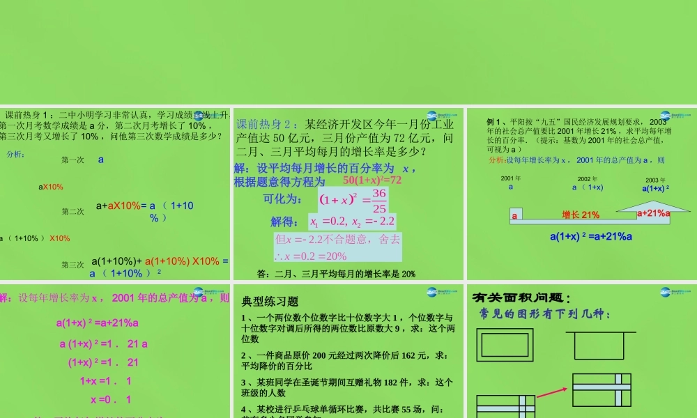 八年级数学下册(17.5 一元二次方程的应用)课件1 (新版)沪科版 课件
