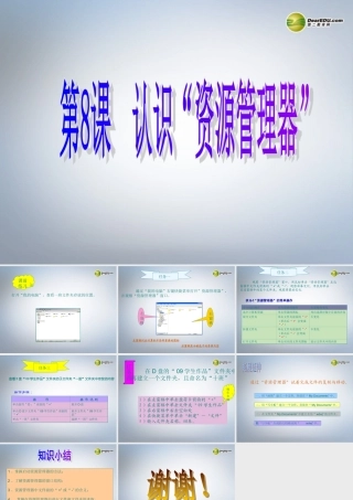 四川省七年级信息技术下册 第8课(认识 资源管理器 )课件 新人教版 课件
