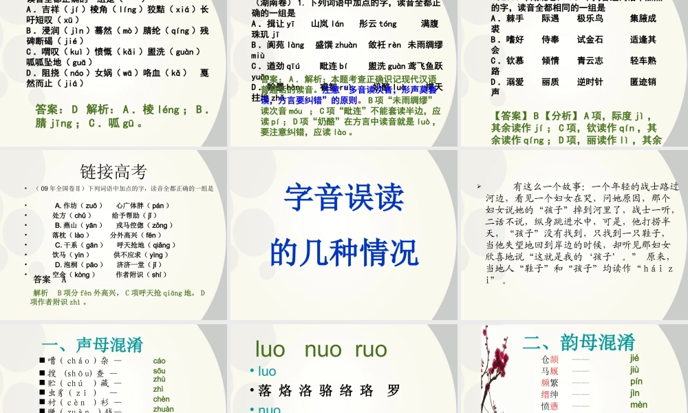 广东省深圳市宝安区一中高三语文 语音复习课件
