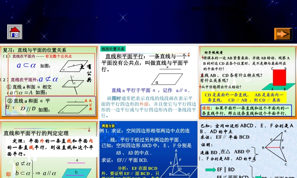 数学人教版必修2A 直线和平面平行的判定2ppt 课件