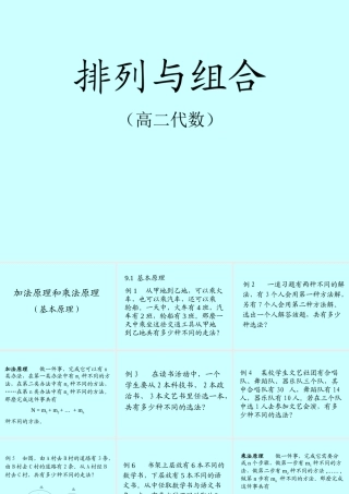 排列与组合 高二数学加法与乘法原理二项式定理课件集合二 人教版 高二数学加法与乘法原理二项式定理课件集合二 人教版