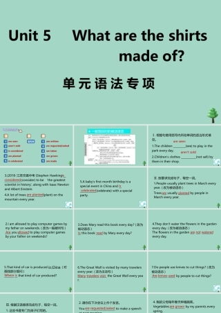 九年级英语全册 Unit 5 What are the shirts made of单元语法专项作业课件 (新版)人教新目标版 课件
