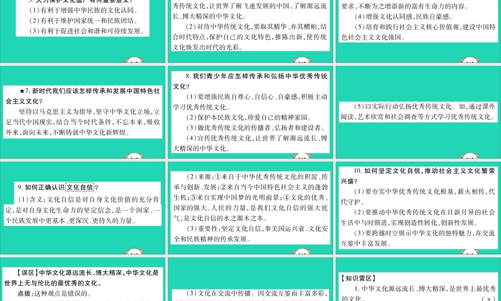 宁夏中考道德与法治考点复习 第二篇 第一板块 国情部分 第8课时 中华文化与文化交流课件