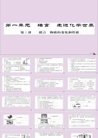 中考化学总复习 第一轮复习 系统梳理 夯基固本 第1讲 绪言 物质的变化和性质练习课件