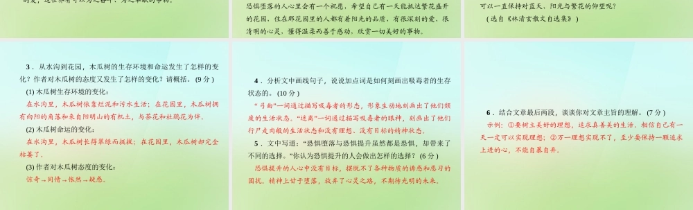 九年级语文上册 4草莓习题课件 语文版 课件