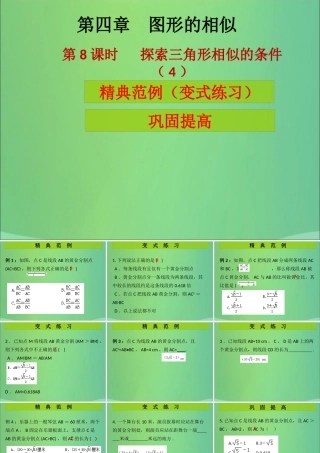 九年级数学上册 第4章 图形的相似 第8课时 探索三角形相似的条件(4)(课堂导练)习题课件 (新版)北师大版 课件