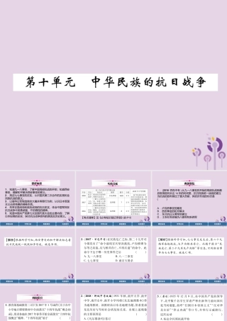 中考历史总复习 第一编 教材过关 模块2 中国近代史 第10单元 中华民族的抗日战争课件