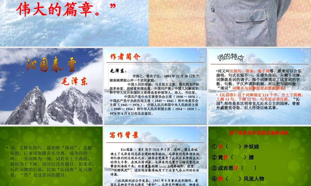 九年级语文上册 1 沁园春 雪课件2 新人教版 课件