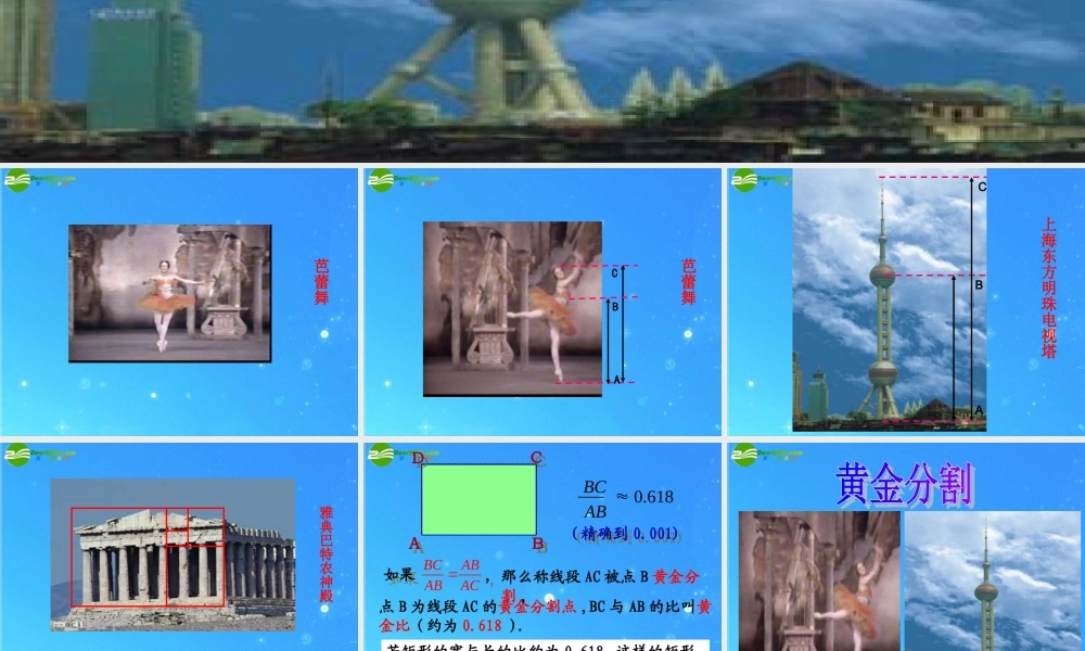 八年级数学下册 10-2黄金分割 课件 苏科版 课件