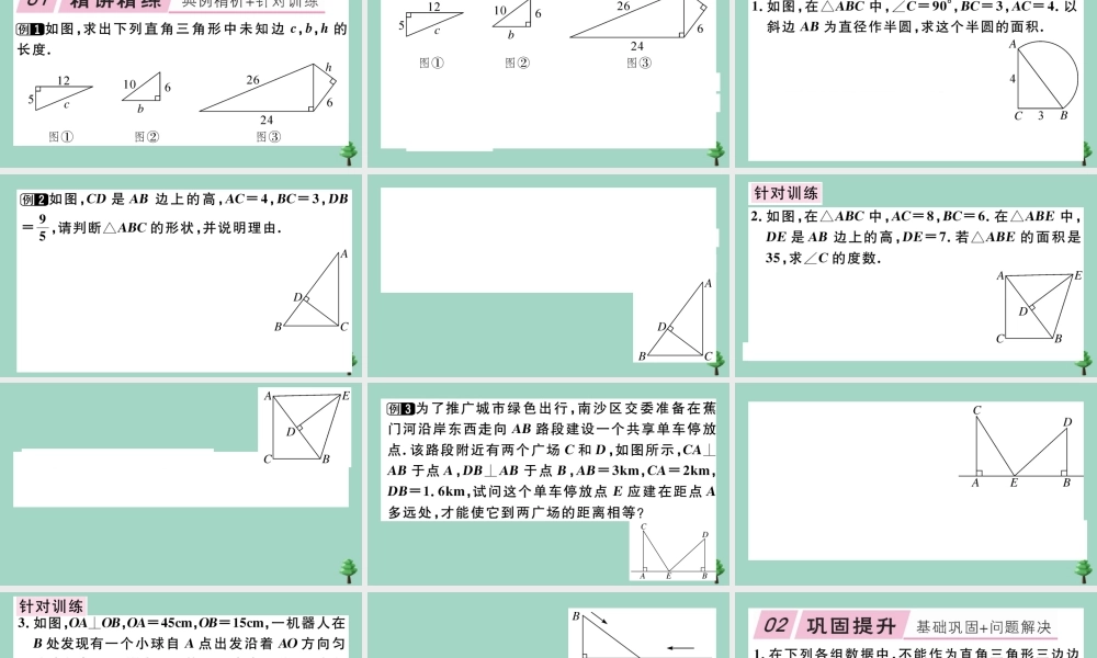 八年级数学上册 第一章(勾股定理)章末复习作业课件 (新版)北师大版 课件