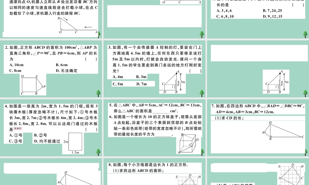 八年级数学上册 第一章(勾股定理)章末复习作业课件 (新版)北师大版 课件