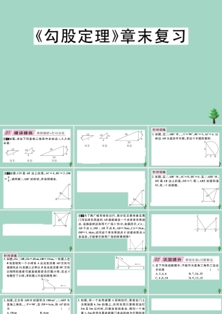 八年级数学上册 第一章(勾股定理)章末复习作业课件 (新版)北师大版 课件