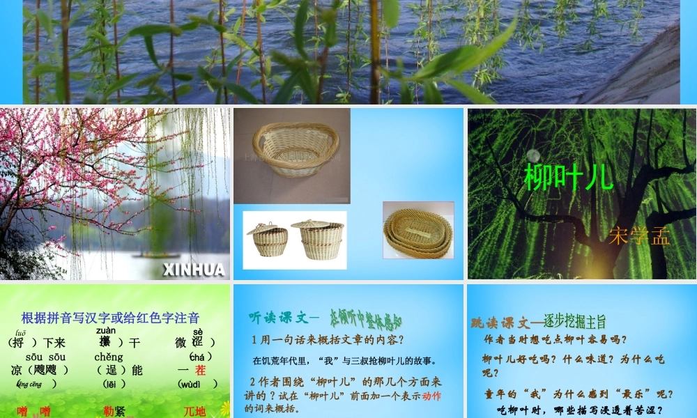 中学七年级语文下册 第10课 柳叶儿课件 (新版)苏教版 课件