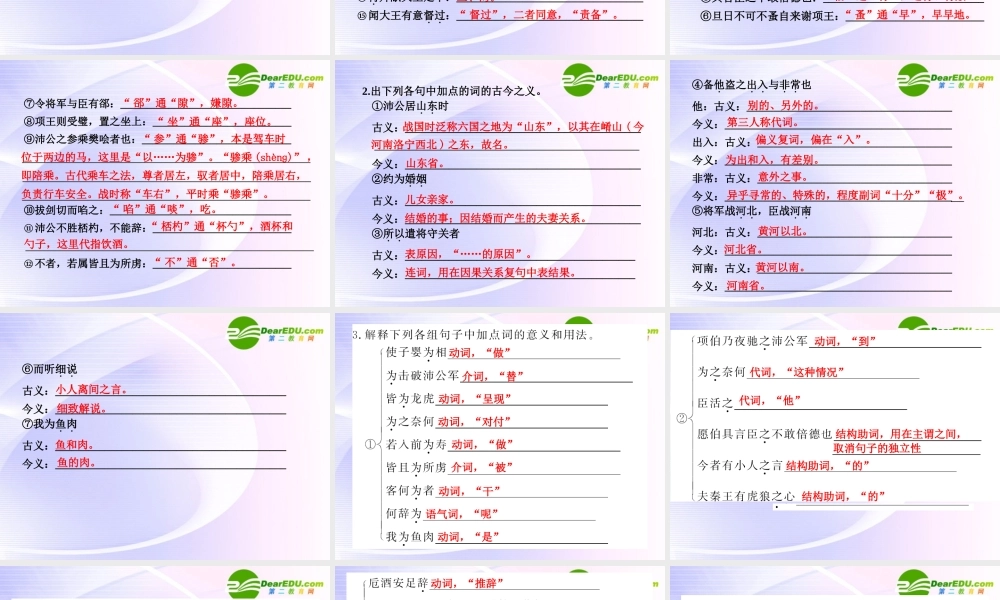 专题四 第23课 第1课时 鸿门宴 课件