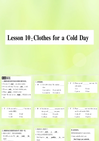 七年级英语上册 Unit 2 Colours and Clothes Lesson 10 Clothes for a Cold Day课件 (新版)冀教版 课件