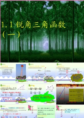 九年级数学下册 11锐角三角函数课件(一) 浙教版 课件