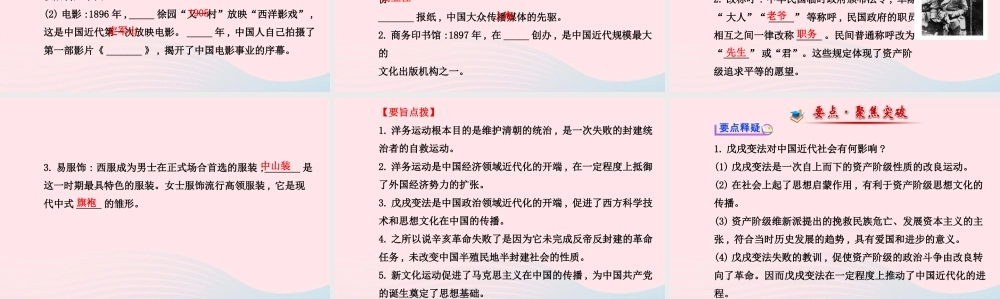 中考历史 第六单元 第2讲近代化的艰难起步复习课件 北师大版 课件