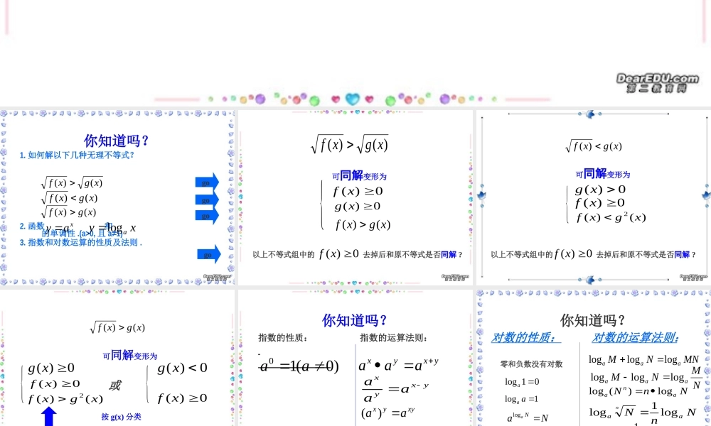 指数 对数不等式的解法高三数学课件