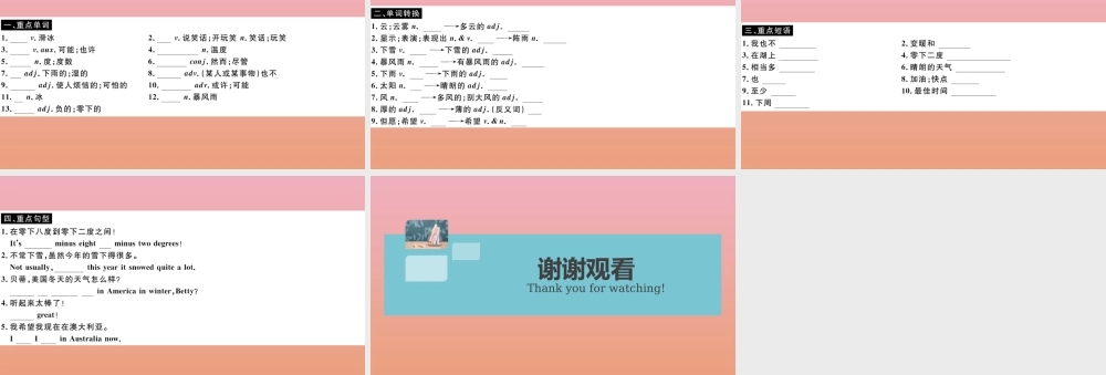 八年级英语上册 Module 10 The weather Unit 1 It might snow(小册子)作业课件 (新版)外研版 课件