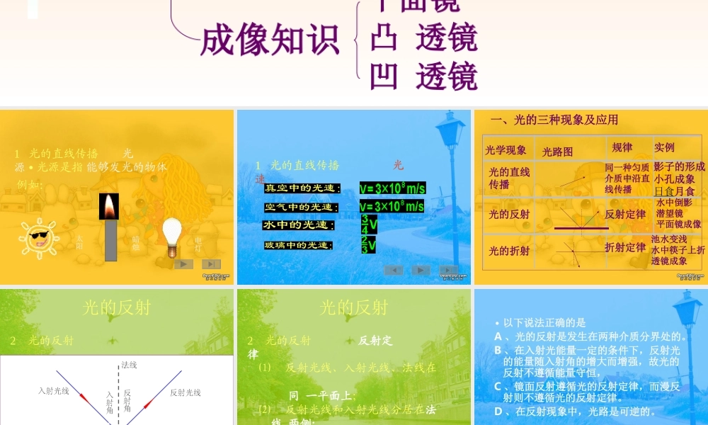 广西地区中考物理复习课件 光学 浙教版 课件