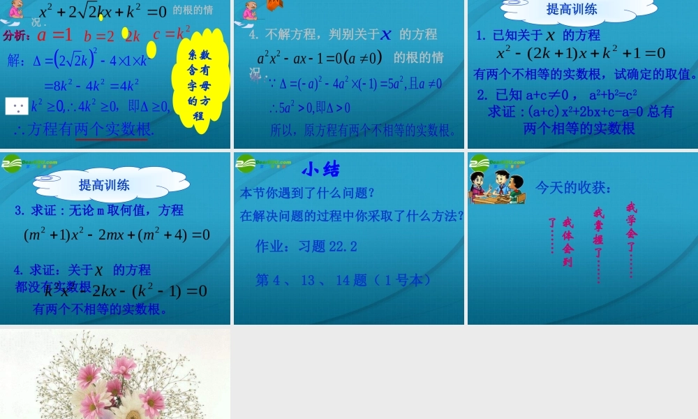 九年级数学上册 2222根的判别式课件 人教新课标版 课件