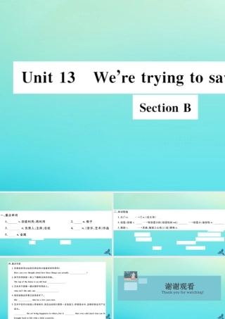 九年级英语全册 Unit 13 We re trying to save the earth Section B习题课件 (新版)人教新目标版 课件