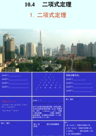 二项式定理一 高二数学课件二项式定理[整理四套](含flash)人教版 高二数学课件二项式定理[整理四套](含flash)人教版