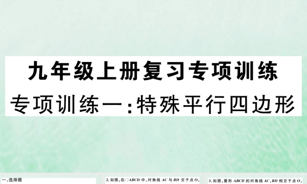 九年级数学下册 九上 复习专项训练一 特殊平行四边形习题讲评课件 (新版)北师大版 课件
