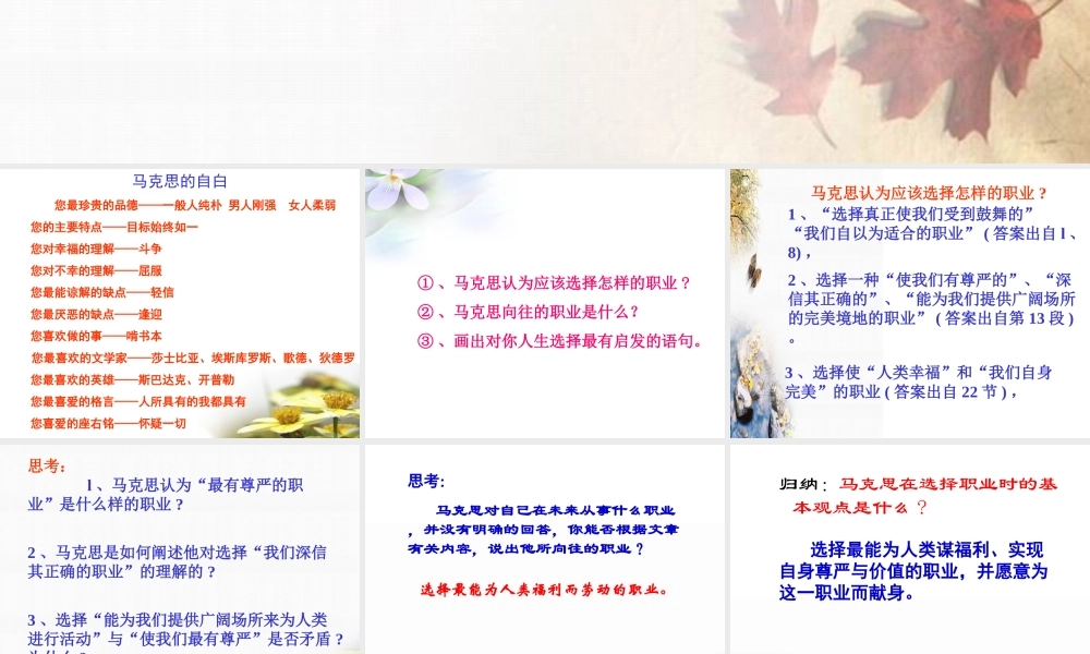 在选择职业时的考虑)课件苏教版必修1 课件