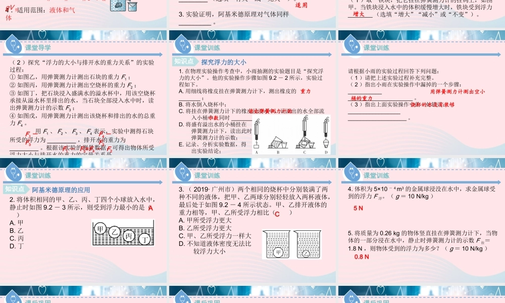 八年级物理下册 9.2 阿基米德原理课件 (新版)粤教沪版 课件