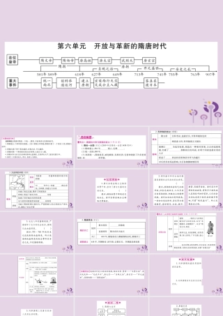 中考历史复习 第一篇 教材系统复习 第1板块 中国古代史 第6单元 开放与革新的隋唐时代(讲解)课件