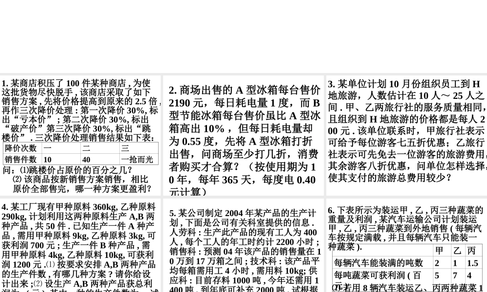 中考数学不等式的应用课件