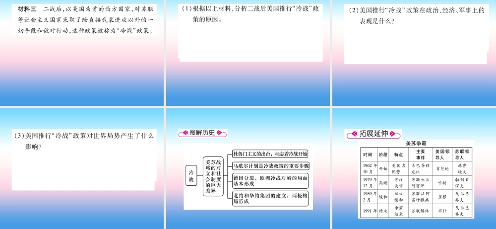 九年级历史下册 第5单元 冷战和美苏对峙的世界 第16课 冷战易错点拨课件 新人教版 课件