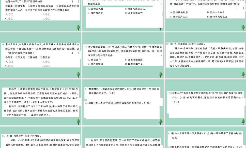 八年级历史上册 专项突破测试卷(二)作业课件 新人教版 课件