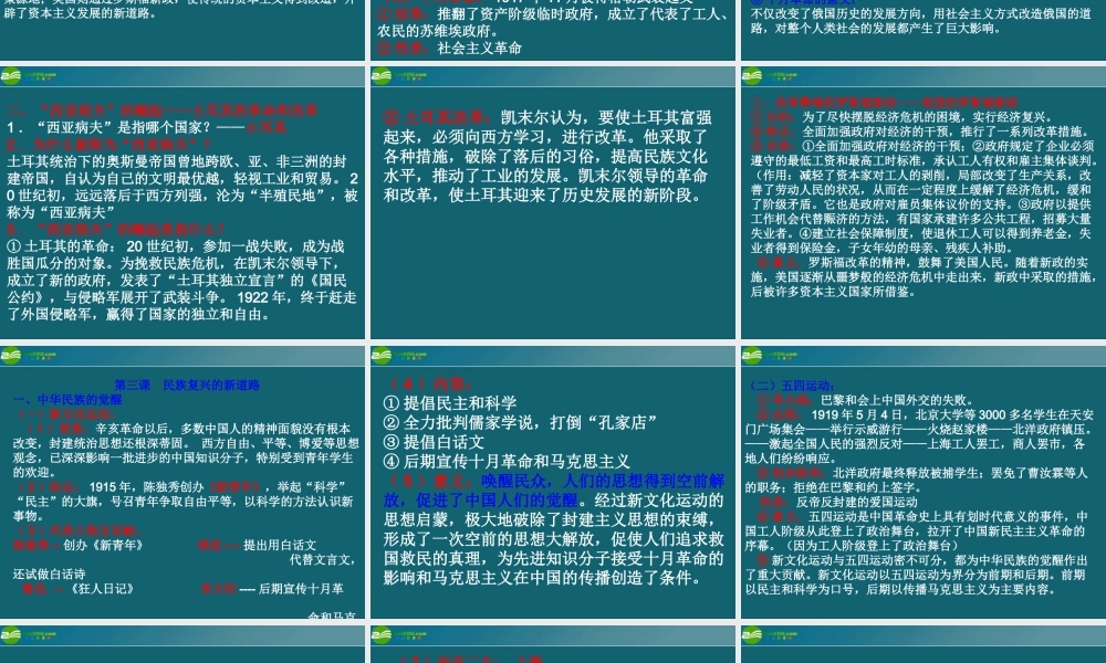 八年级历史与社会下册 第七单元(走向现代世界)复习课件 人教新课标版 课件