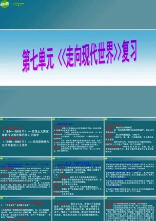 八年级历史与社会下册 第七单元(走向现代世界)复习课件 人教新课标版 课件