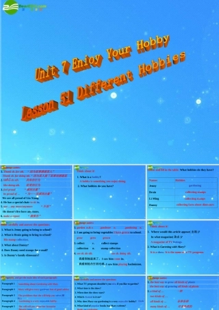 八年级英语上册 Unit 7 Enioy Your Hobby Lesson 51课件 冀教版 课件