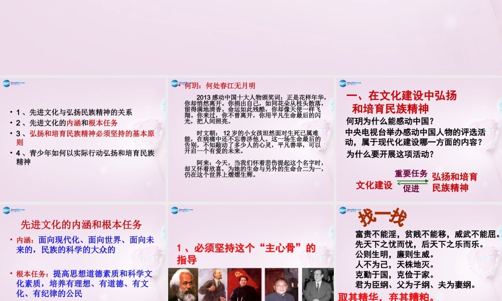 九年级政治全册 492 高擎民族精神的火炬课件 鲁教版 课件