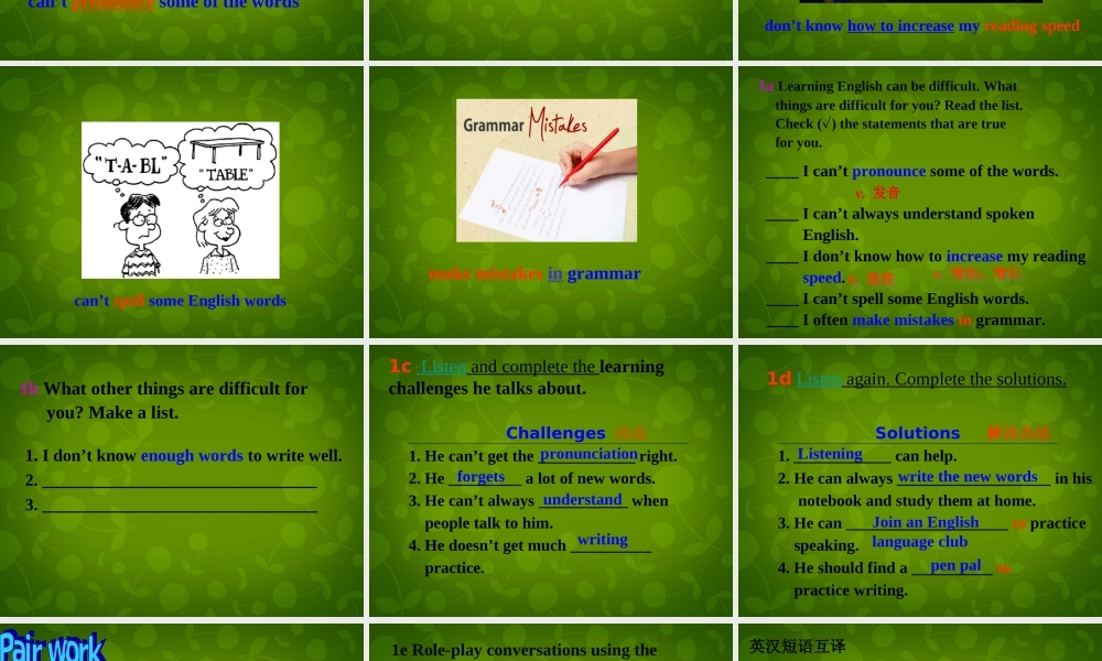 九年级英语全册 Unit 1 How can we become good learners Section B Period 1课件 (新版)人教新目标版 课件