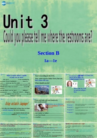 九年级英语全册 Unit 3 Could you please tell me where the restrooms are？Section B(1a-1e)课件 (新版)人教新目标版 课件