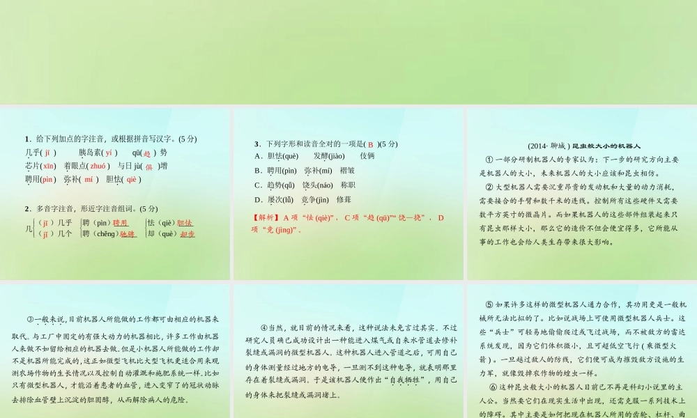 八年级语文上册 第五单元 纪之交的科学随想习题课件 语文版 课件