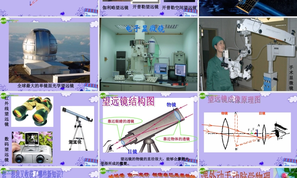 八年级物理下册 第三章第五节显微镜和望眼镜课件 人教新课标版 课件