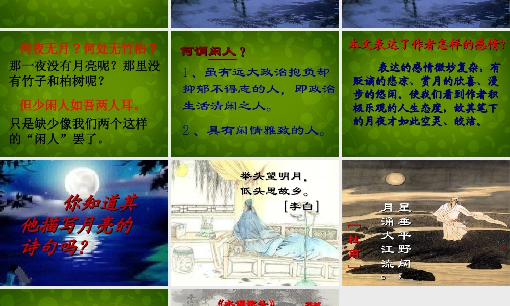 八年级语文上册 27(短文两篇)记成天寺夜游课件 新人教版 课件