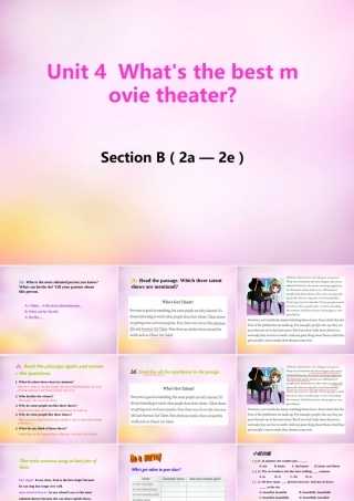 八年级英语上册 Unit 4 What's the best movie theater Section B(2a 2e)课件 (新版)人教新目标版 课件