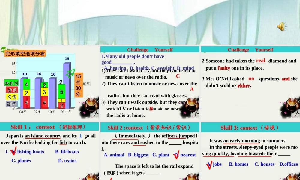 广东高考英语完形填空解题能力训练课件