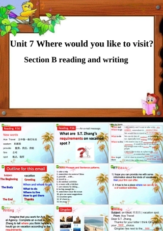 九年级英语 Unit7 where would you linke to visit_SectionB 3a-3b课件 人教新目标版 课件
