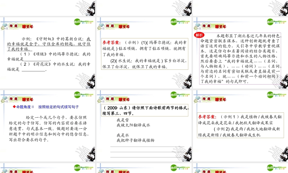 备战高考语文 第二部分第2节选用仿用变换句式课件 新人教版 课件